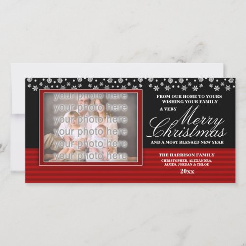 Snow Border Family Christmas Photo Greeting Holiday Card - A wonderful way to send your Christmas greetings this year, with this beautiful snowy border photo Christmas Card.