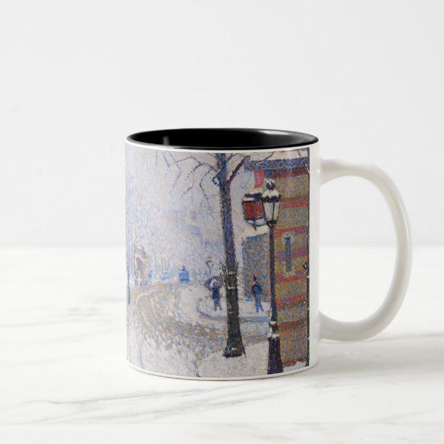 Snow, Boulevard de Clichy, Paris, 1886 Two-Tone Coffee Mug (Right)