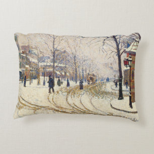Snow, Boulevard de Clichy, Paris by Paul Signac Accent Pillow