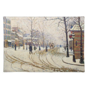 Snow, Boulevard de Clichy, Paris by Paul Signac Cloth Placemat
