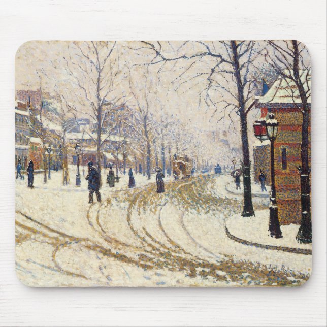 Snow, Boulevard de Clichy, Paris by Paul Signac Mouse Pad (Front)