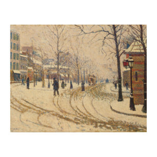 Snow, Boulevard de Clichy, Paris by Paul Signac Wood Wall Decor