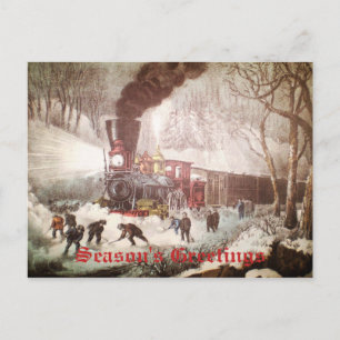 Snow Bound Train Christmas Postcard