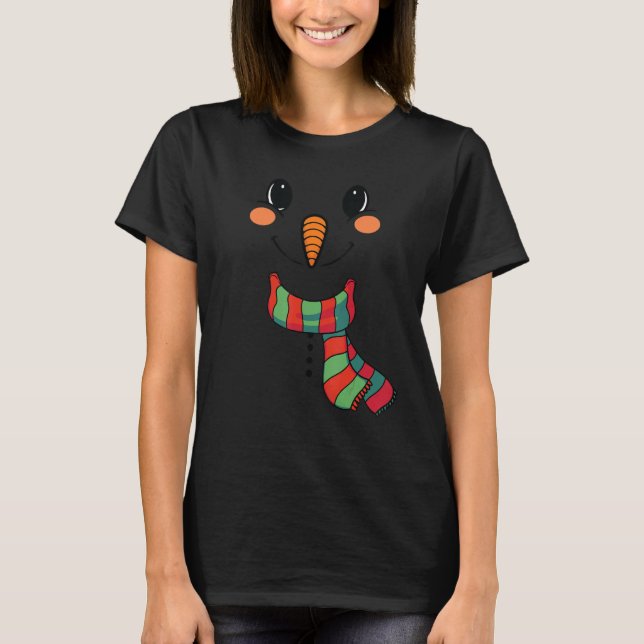 Snow Boy  Snowman Face with Carrot Nose Kids Boys  T-Shirt (Front)