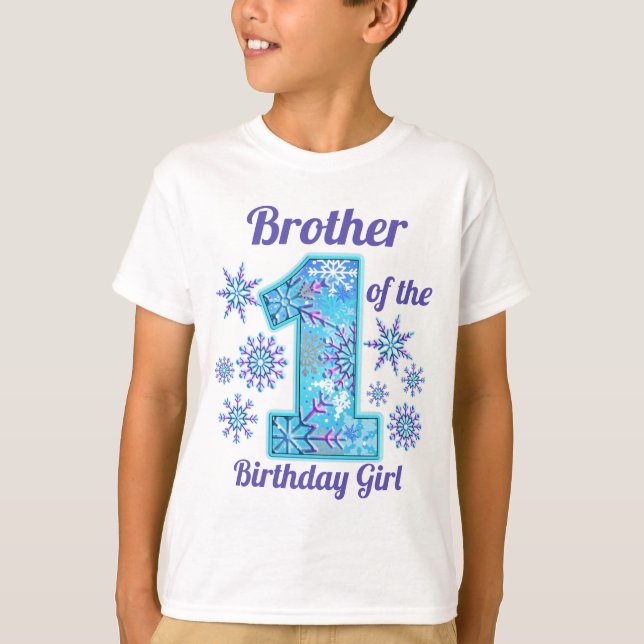Snow Brother of the First Birthday frozen  T-Shirt (Front)