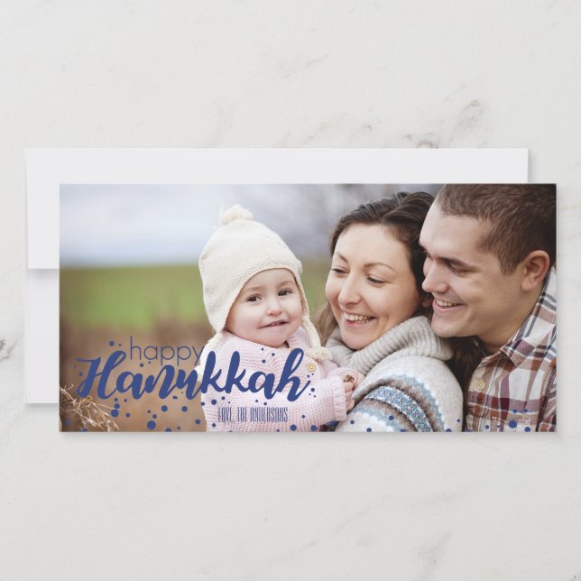 Snow Bubbles Happy Hanukkah Photo Card (Front)