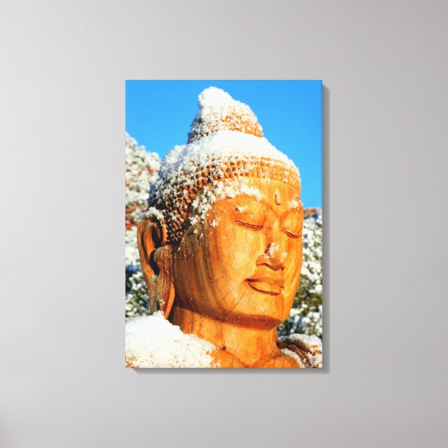 Snow Buddha wrapped canvas Print (Front)