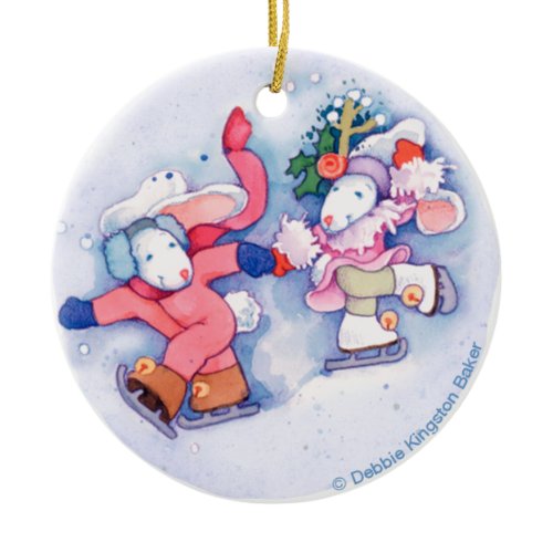 Snow Bunnies Ceramic Ornament
