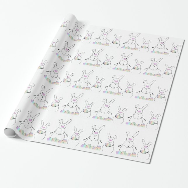 Snow Bunnies Wrapping Paper (Unrolled)