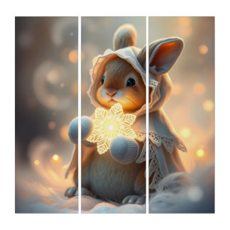 snow bunny ai art Triptych