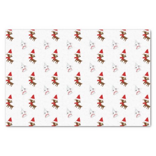 Snow Bunny and Reindeer Christmas Art Pattern Tissue Paper