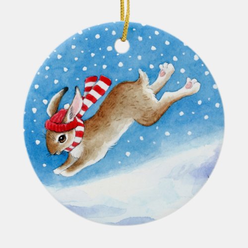Snow Bunny Christmas and Winter ornament