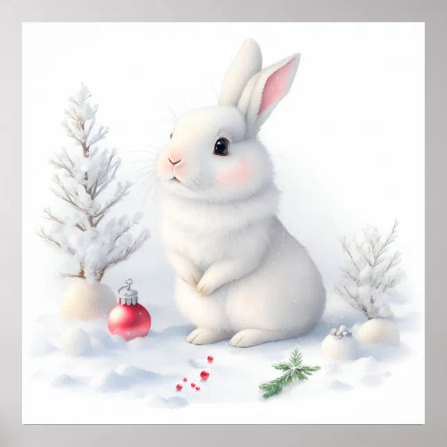 Snow Bunny Christmas Poster | Zazzle
