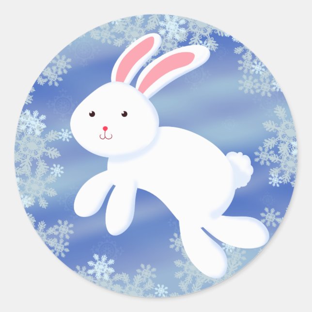 Snow Bunny Classic Round Sticker (Front)