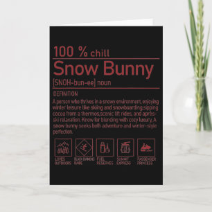 Snow Bunny Definition Funny Trendy Winter Skiing C Card