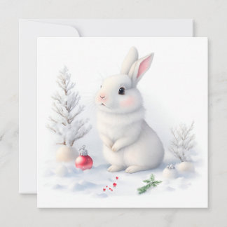 Snow Bunny Merry Christmas Card