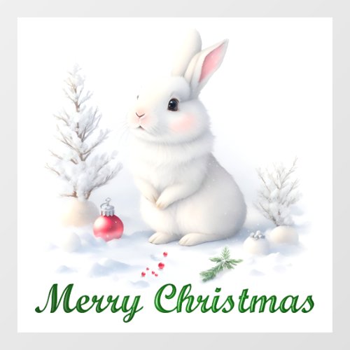 Snow Bunny Merry Christmas Window Cling