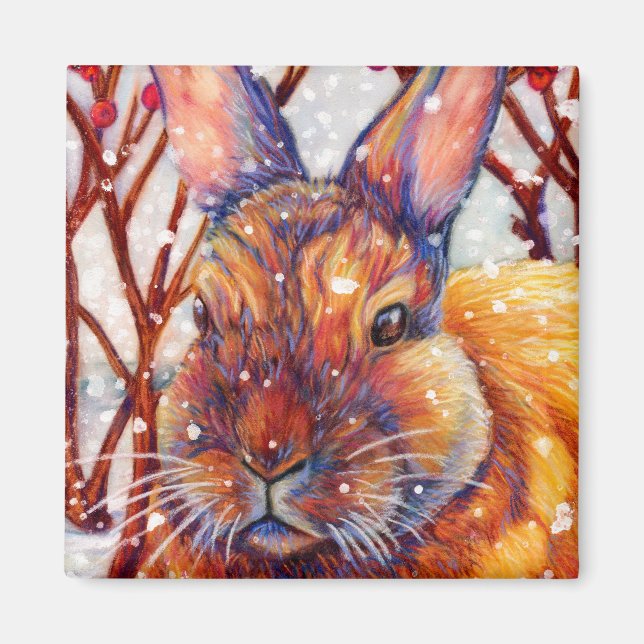 Snow Bunny Rabbit Magnet (Front)