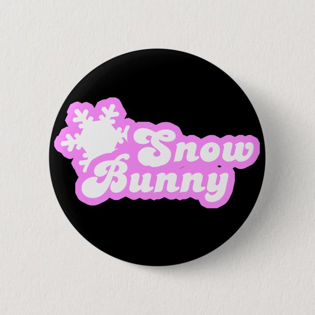 Snow Bunny Winter Pink Button (Front)