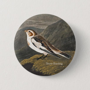 Snow Bunting by John James Audubon, Birders Bird Button