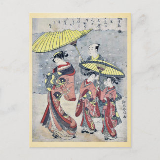 Snow by Suzuki, Harunobu Ukiyoe Postcard