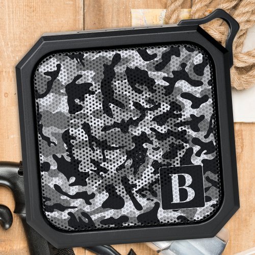 Snow Camo Personalized Modern Monogram Camouflage Bluetooth Speaker