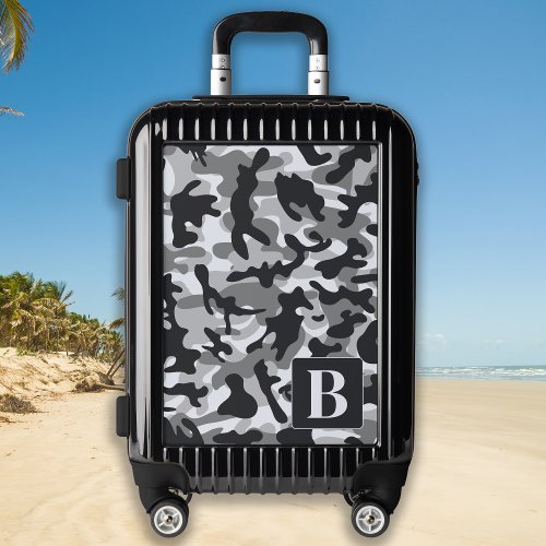 Snow Camo Personalized Modern Monogram Camouflage Luggage