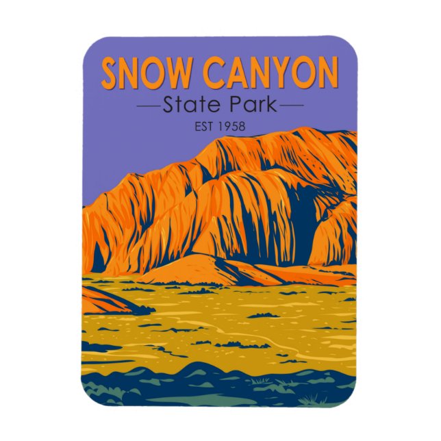 Snow Canyon State Park Utah Vintage Magnet (Vertical)