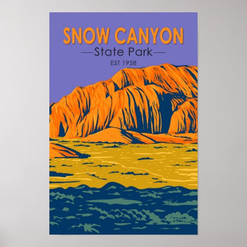 Snow Canyon State Park Utah Vintage Poster