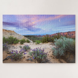 Snow Canyon Sunrise Wildflowers Landscape Photo Jigsaw Puzzle