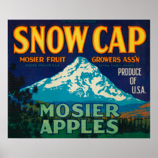 Snow Cap Apple Crate LabelMosier, OR Poster