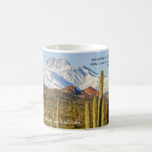 Snow Capped Four Peaks Mountain Saguaro Cactus Coffee Mug