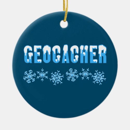 Snow Capped Geocacher Ceramic Ornament