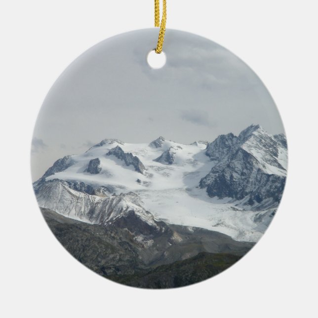 Snow Capped Mont Blanc Ceramic Ornament (Front)