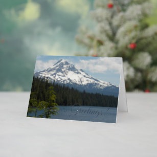 Snow Capped Mount Hood Landscape Foil Holiday Card