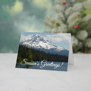 Snow Capped Mount Hood Landscape Foil Holiday Card