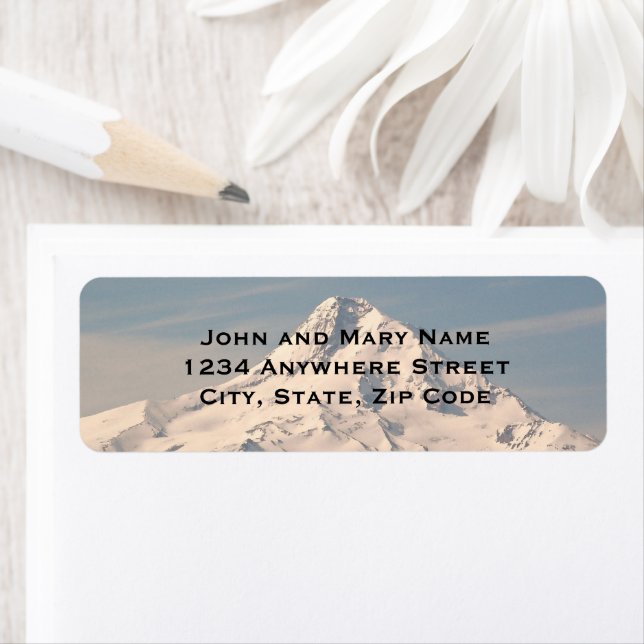 Snow Capped Mount Hood Summit Address Label (Insitu)