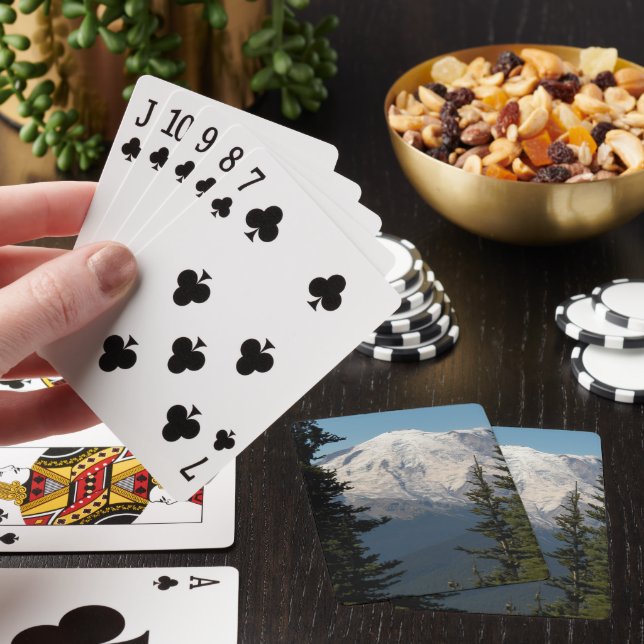 Snow Capped Mount Rainier Scenery Poker Cards (In Situ)