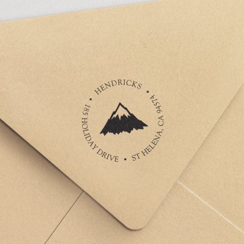 Snow Capped Mountain Peak Return Address Self_inking Stamp