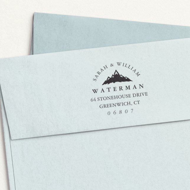 Snow Capped Mountain Peaks Return Address Self-inking Stamp (Creator Uploaded)