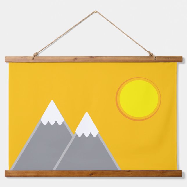 Snow capped mountains and sun hanging tapestry (Front)