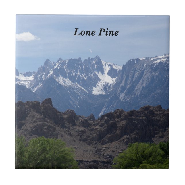 Snow capped mountains of Lone Pine   Ceramic Tile (Front)