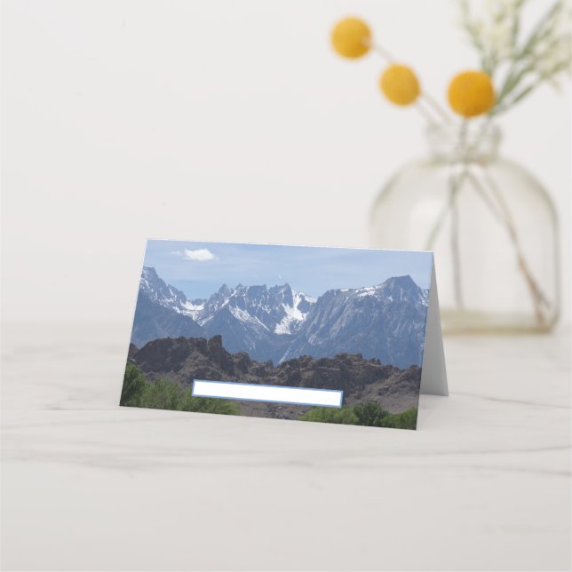 Snow capped mountains of Lone Pine   Place Card (Front)