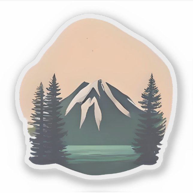 Snow-Capped Serenity – Majestic Mountain Landscape Sticker (Front)