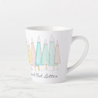 Snow Capped Trees Modern Watercolor Winter Holiday Latte Mug