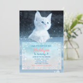 Snow Cat Birthday Invitation (Standing Front)