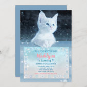 Snow Cat Birthday Invitation (Front/Back)