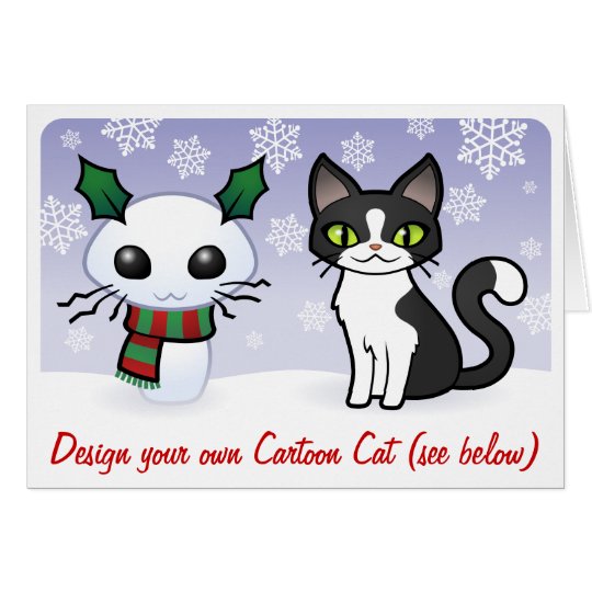 Snow Cat Christmas (design your own cartoon cat!) Card