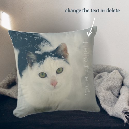 Snow cat throw pillow