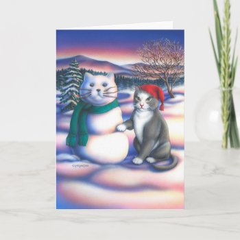 Snow Cats Holiday Card by gailgastfield at Zazzle